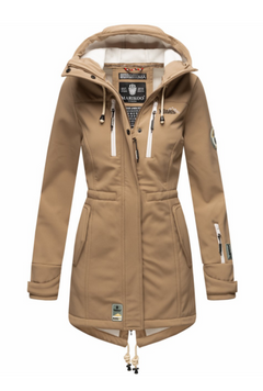 Marikoo ZIMTZICKE ženska zimska softshell jakna s kapuco, Taupe grey