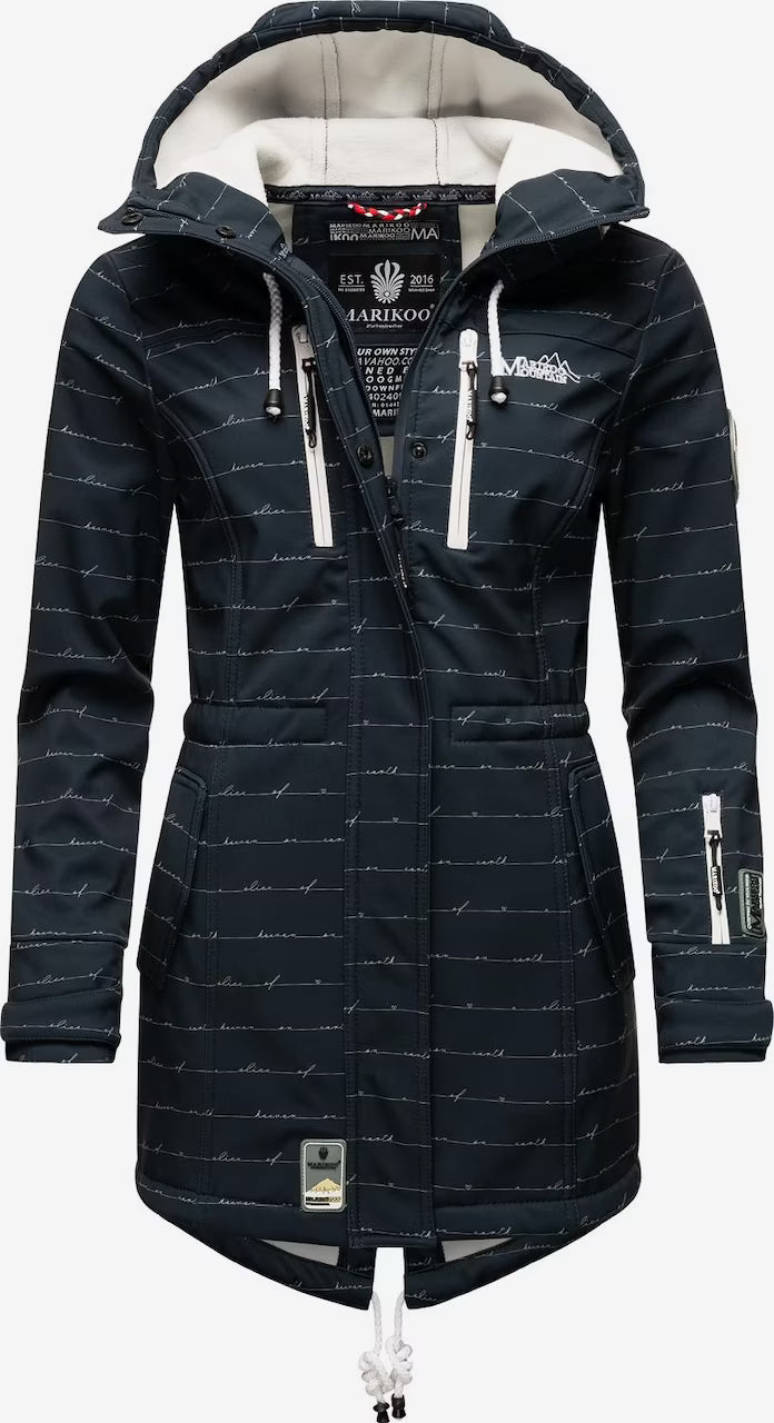 Marikoo ZIMTZICKE P giacca invernale softshell da donna con cappuccio, navy
