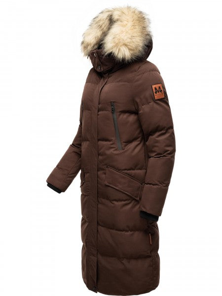 Marikoo Schneesternchen giacca invernale da donna con cappuccio, dark choco