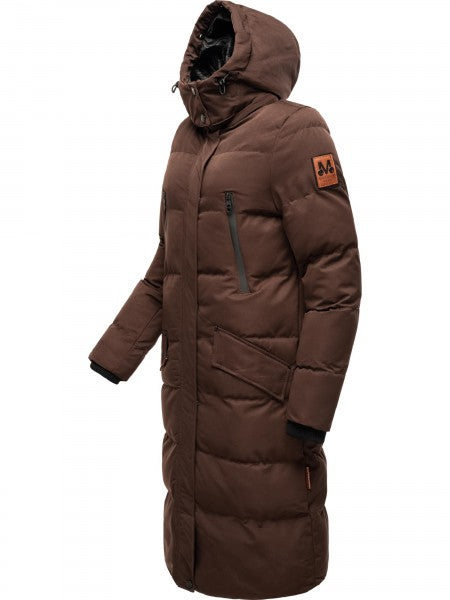 Marikoo Schneesternchen giacca invernale da donna con cappuccio, dark choco