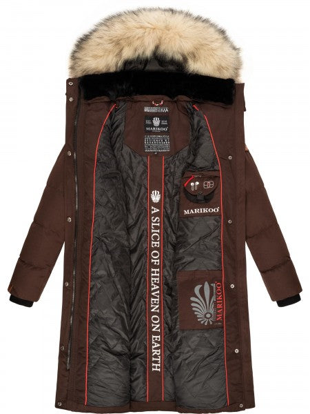 Marikoo Schneesternchen giacca invernale da donna con cappuccio, dark choco
