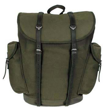 MFH BW zaino da montagna, oliva, 30L cinghie in pelle