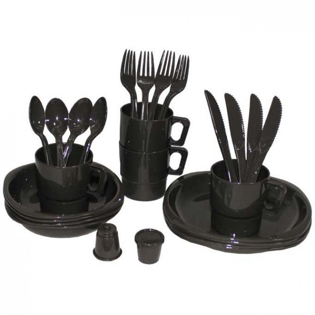 MFH Camping stoviglie in plastica da 26 pezzi per 4 persone, oliva