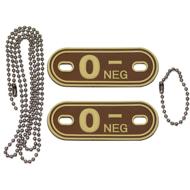 MFH Dog-Tags targhette per cani 0 NEG, 3D PVC, marrone