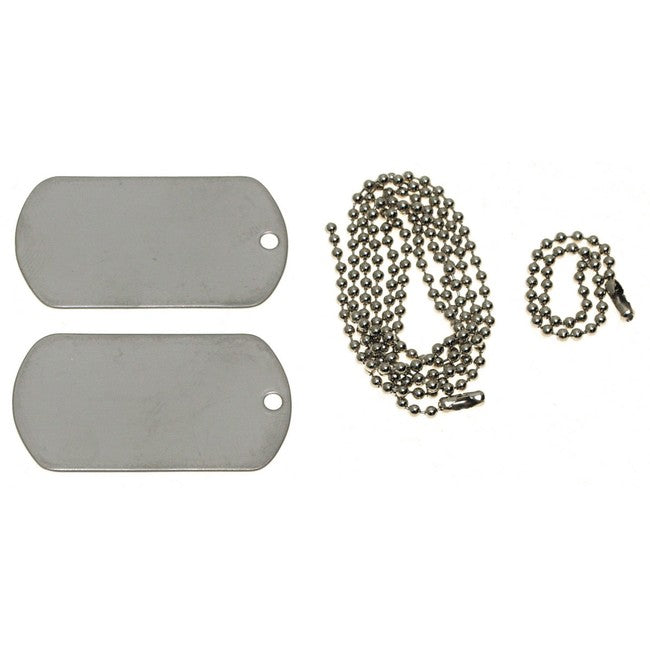 MFH Dog-Tags targhette per cani, opaco, acciaio inossidabile con catena in acciaio inossidabile