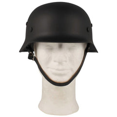 MFH Elmetto in metallo ww ii con interno in pelle, nero