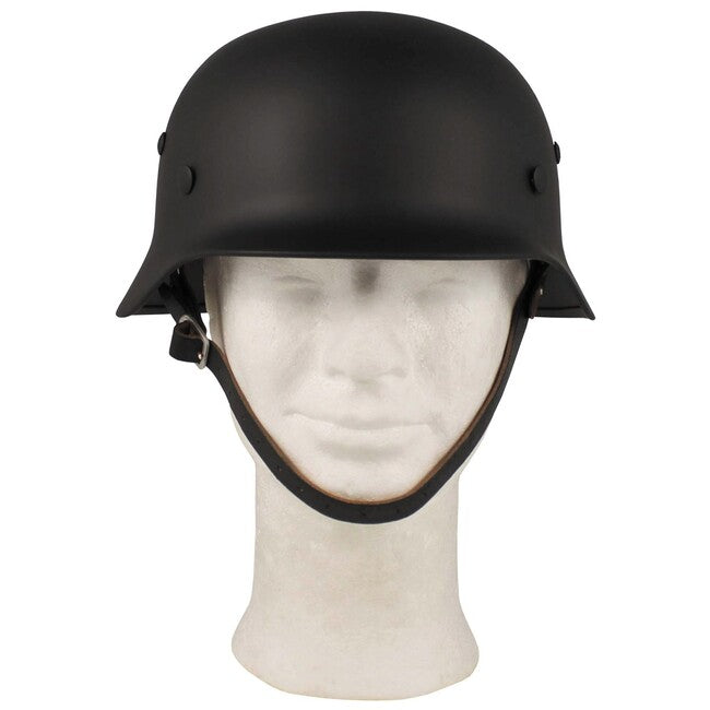 MFH Elmetto in metallo ww ii con interno in pelle, nero
