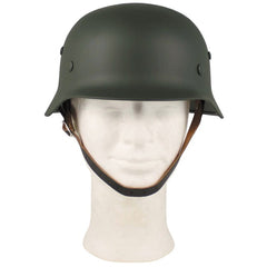MFH Elmetto in metallo della seconda guerra mondiale con interno in pelle, verde od