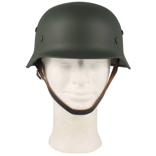 MFH Elmetto in metallo della seconda guerra mondiale con interno in pelle, verde od