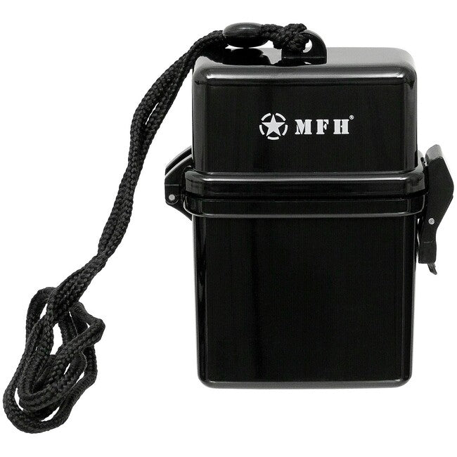 MFH Box, in plastica, impermeabile con laccetto da collo, nero