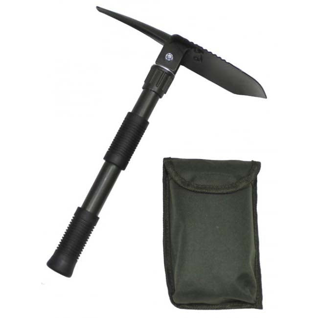 MFH mini pala pieghevole 3 in 1 interamente in metallo con custodia