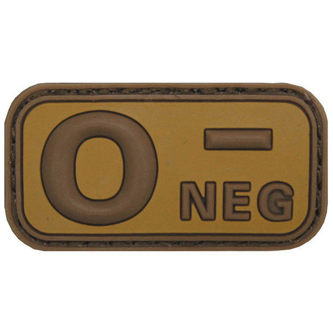 MFH gruppo sanguigno 3D 0 negative, khaki 5x2,5cm