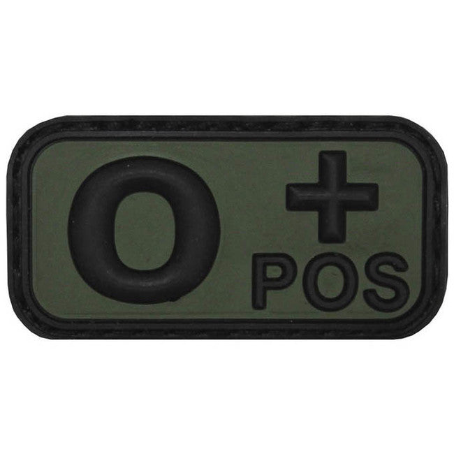 WARAGOD toppa gruppo sanguigno 3d 0 positive 5x2,5cm, nera
