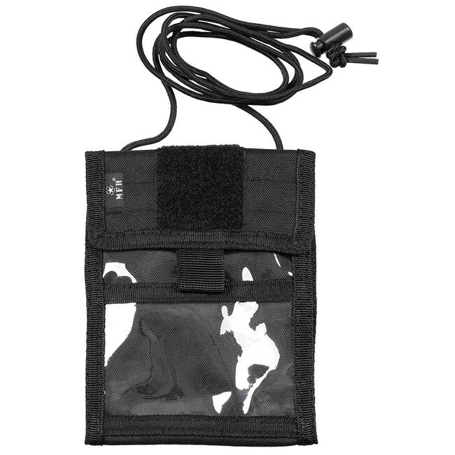 MFH Portafoglio da collo con coulisse, nero