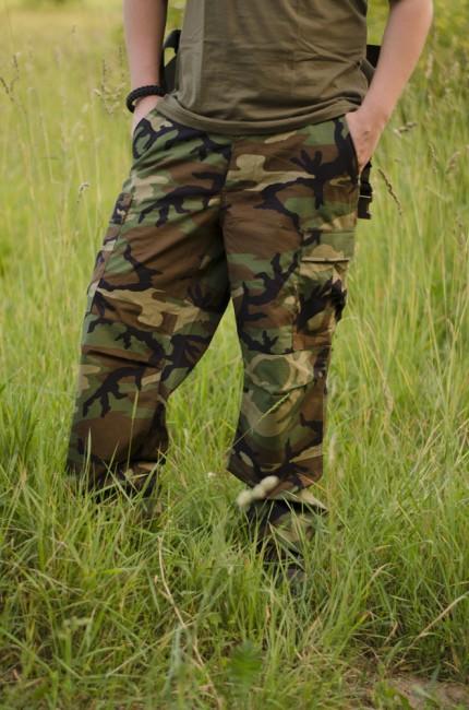 MFH BDU pantaloni da uomo rip-stop, woodland