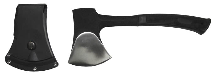 MFH ascia in acciaio fuso 29cm, nera, con fodero