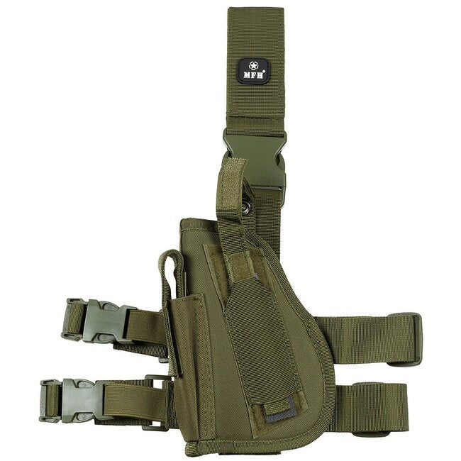 MFH Fondina per pistola cosciale sinistra, verde OD