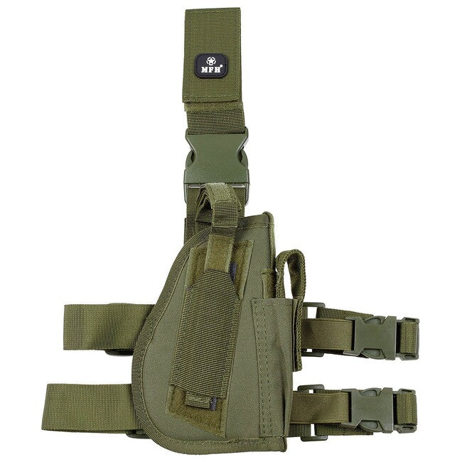 MFH Fondina per pistola cosciale destra, verde OD