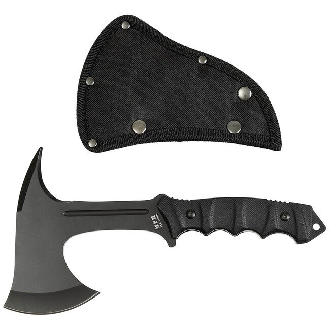 MFH Tomahawk "Comox" tomahawk, nero, impugnatura g10, fondina