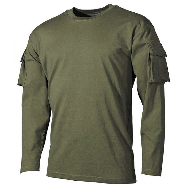 MFH US maglia lunga con tasche velcro sulle maniche 170g/m2, olivové
