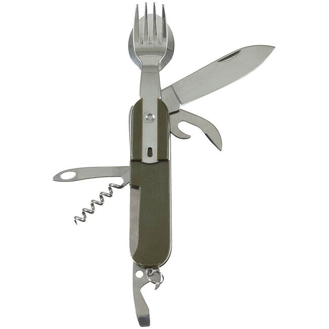 MFH Coltello tascabile con forchetta e cucchiaio, verde