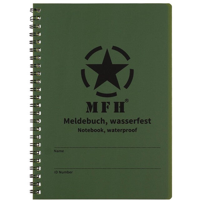MFH Quaderno impermeabile con rilegatura a spirale, circa 15 x 21 cm