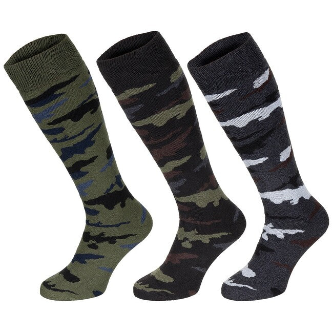 MFH Esercito calze invernali mimetiche lunghe confezione da 3 pezzi, camouflage