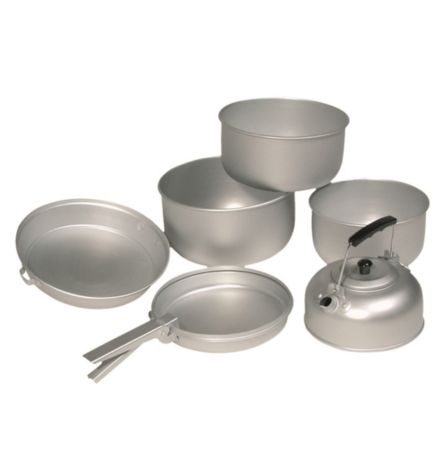 Mil-Tec set da cucina in alluMinio a 3 pezzi con bollitore