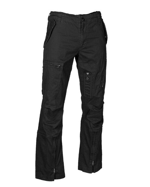 Mil-Tec Pantaloni aeronautici vintage in cotone con taglio dritto, prestampati, neri