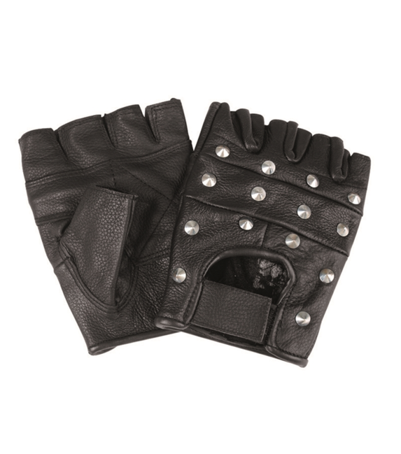 Mil-Tec Guanti da motociclista senza dita con rivetti, neri