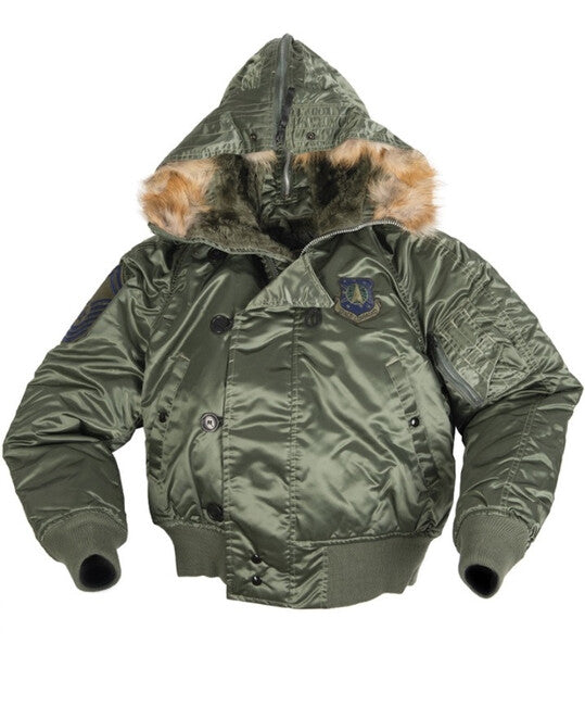 Mil-Tec N-2B giacca da Pilota con cappuccio, verde salvia