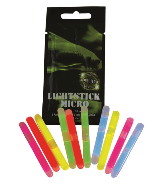 Mil-Tec bastoncini luminosi chimici micro, 5 colori, 10 pezzi