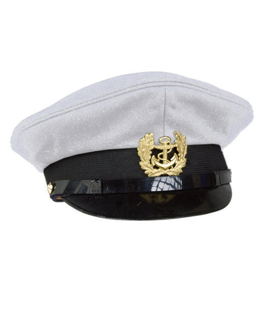 Mil-Tec Cappello Marine con distintivo, Bianco