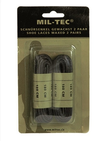 Mil-Tec Co lacci per scarpe cerati, nero 140cm