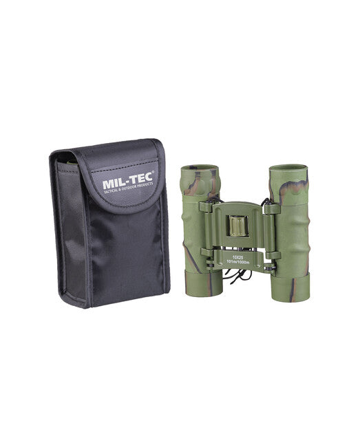 Mil-Tec 10x25 binocolo gommato gen ii con custodia, Woodland