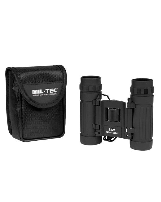 Mil-Tec Binocolo 8x21 pieghevole, nero