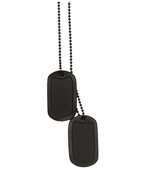 Mil-Tec Dog-Tags piastrine nere con catena e silenziatore