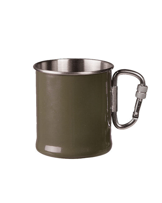 Mil-Tec Tazza in acciaio inox 250ml con moschettone, oliva