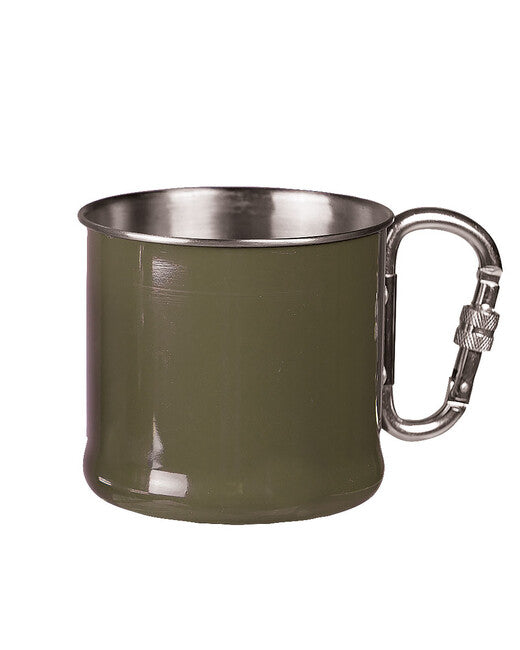 Mil-Tec Tazza in acciaio inox 500ml con moschettone oliva