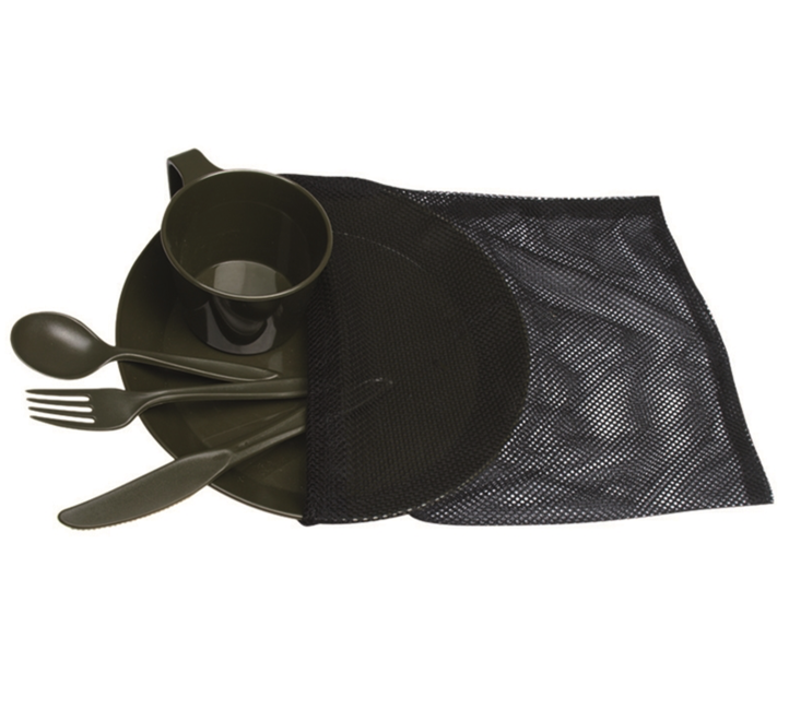Mil-Tec Camp set da pranzo in plastica, oliva