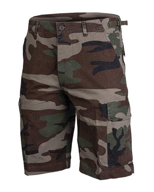 Mil-Tec Pantaloni corti tipo bdu us rip-stop prelavati, Woodland