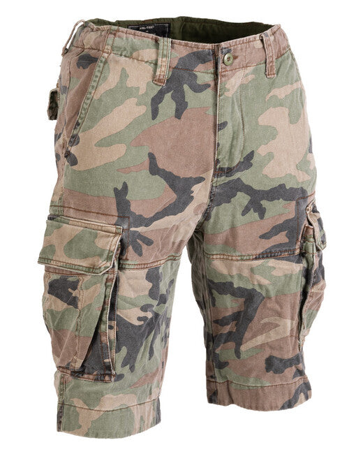Mil-Tec Vintage pantaloni corti in cotone prelavato Woodland