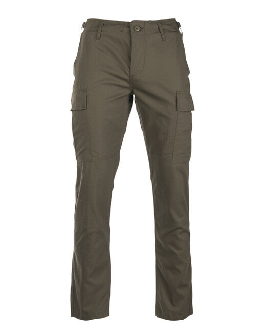 Mil-Tec Pantaloni US BDU slim fit da Campo rip-stop, oliva