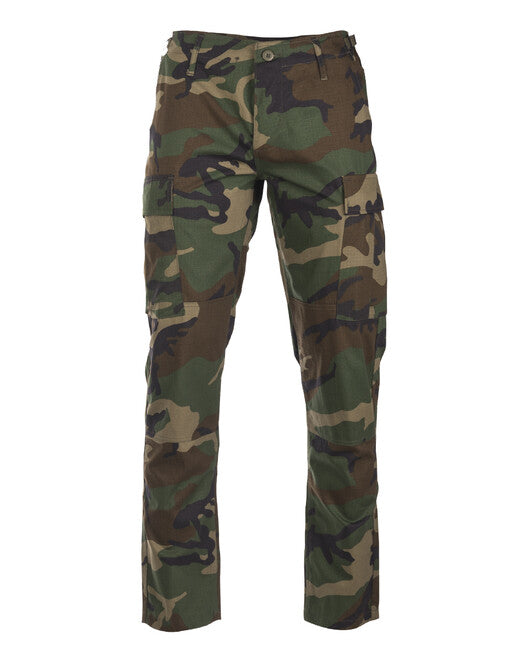 Mil-Tec Pantaloni US BDU slim fit da Campo rip-stop Woodland