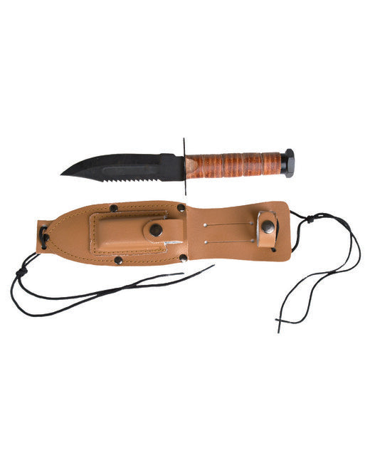 Mil-Tec US Pilot coltello da Combattimento fodero in pelle, marrone