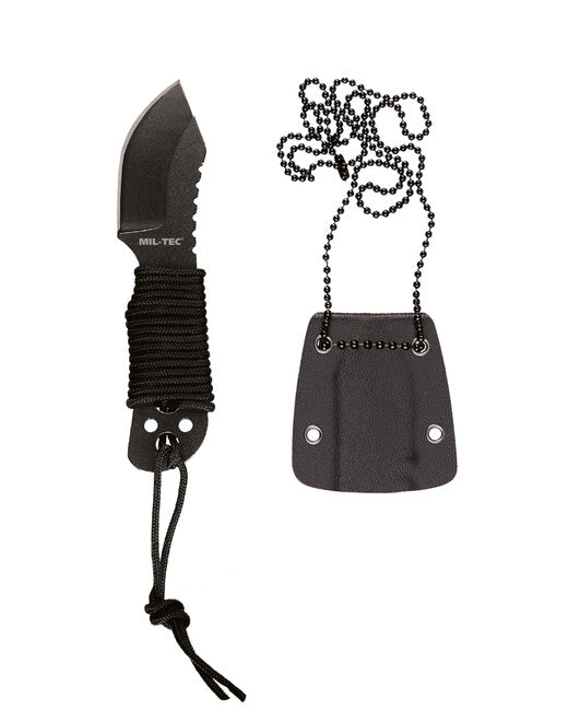 Mil-Tec Coltello da collo con fodero in plastica e catena Paracord