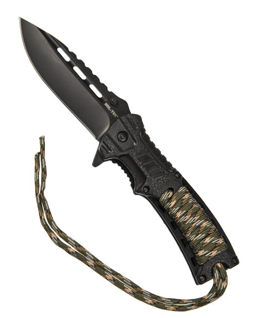 Mil-Tec One-hand Coltello da chiusura Paracord Wood