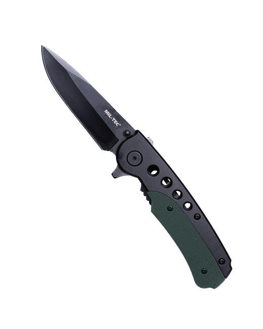 Mil-Tec Coltello di chiusura con clip, oliva nera