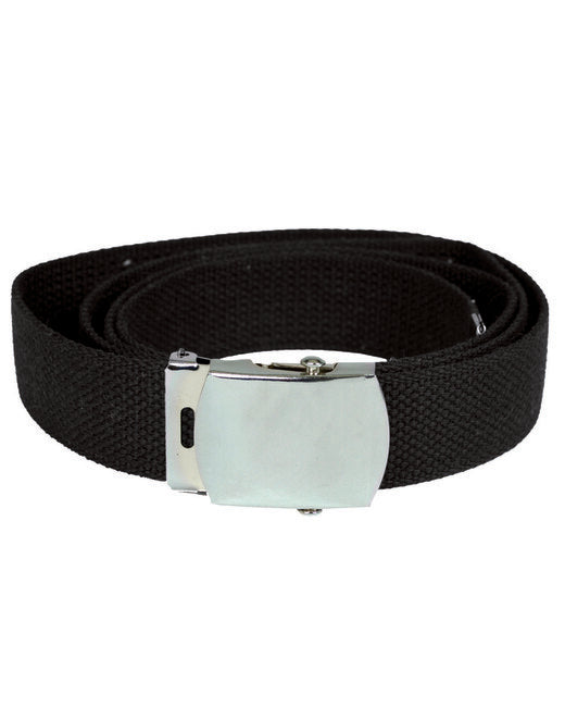 Mil-Tec cintura per pantaloni US con fibbia d'argento 130 cm, nera