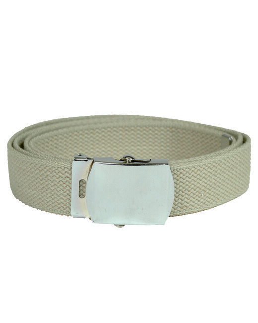Mil-Tec cintura per pantaloni us con fibbia argentata 130 cm, kaki